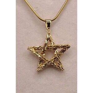 14K Yellow Gold Star Detailed Pendant Imperial Gold 4.37 Grams